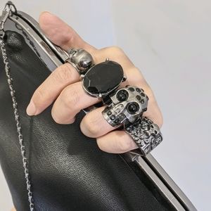 Black Skull Gem Ring Handbag Clutch Purse Crossbod